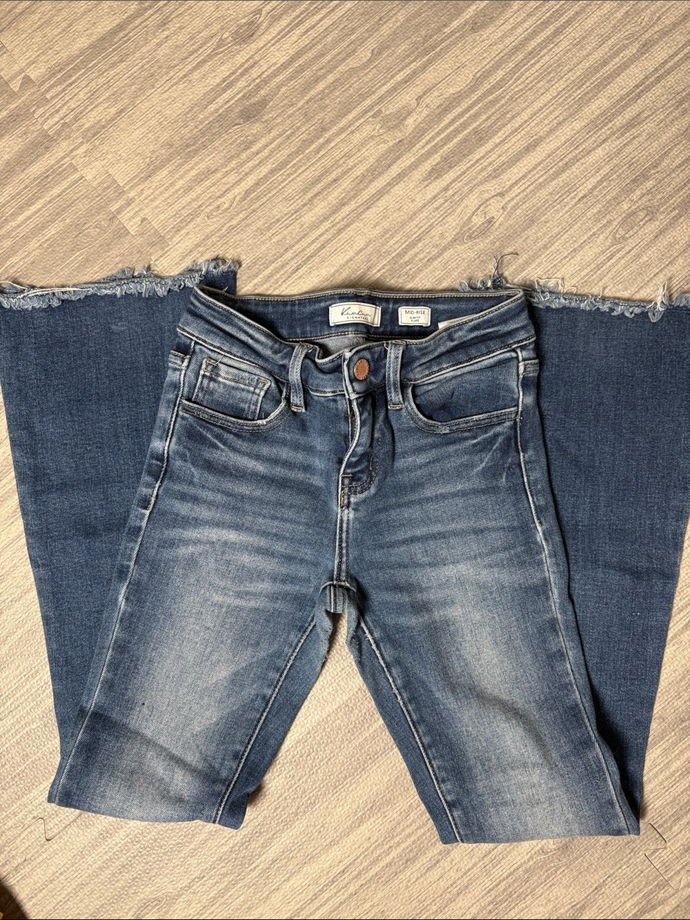 Girls KanCan Distressed Medium Blue Flare Jeans Size 12